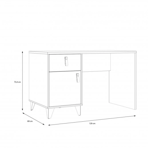 Biurko loftowe 120x60 cm z szufladą i szafką